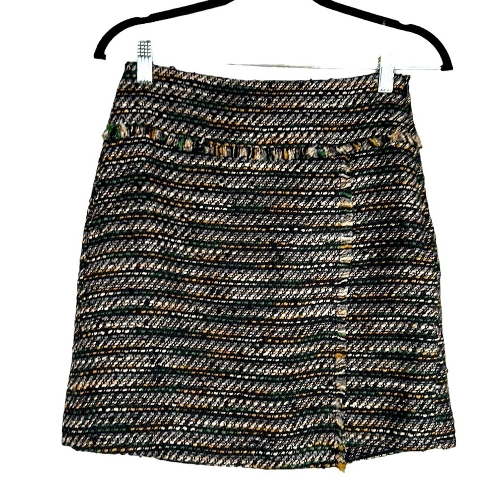 LOFT Black Multi Colored‎ Woven Tweed Mini Business Skirt Size 2P New with tags!